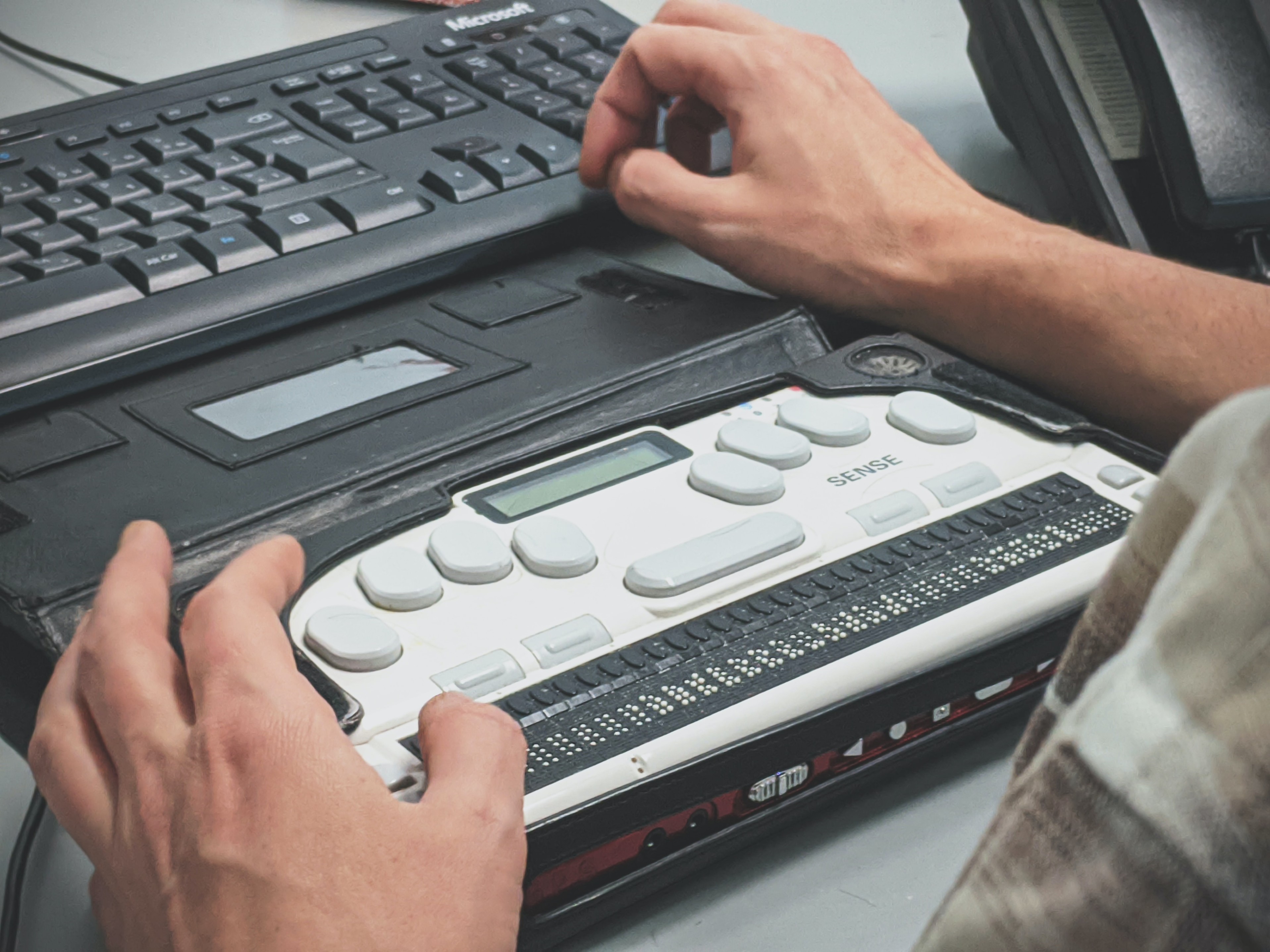 blind man typing